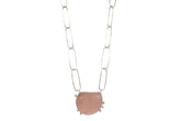 Rose Quartz In Paper Clip Chain